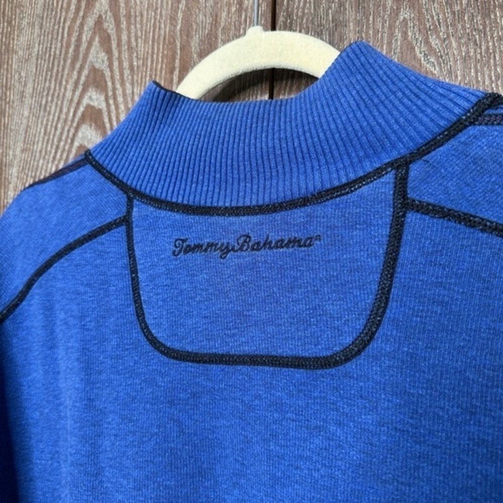 Tommy Bahama Reversible Quarter Zip Pullover Sweater Black Blue Marlin Mens - Picture 11 of 11